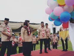 Pramuka Kwarcab Pringsewu Laksanakan Gelar Senja, Tanamkan Semangat Patriotisme Generasi Muda
