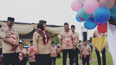 Pramuka Kwarcab Pringsewu Laksanakan Gelar Senja, Tanamkan Semangat Patriotisme Generasi Muda